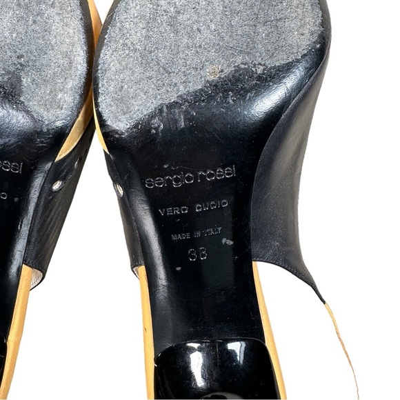 SERGIO ROSSI Vintage Two-Toned Leather Pointed Toe Slingback Pumps - Picture 9 of 9